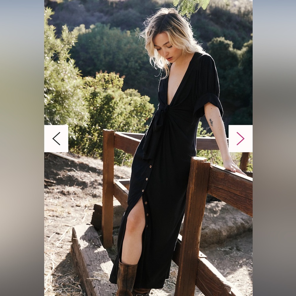 Free People Summer Midi Dress - Black, Size Small